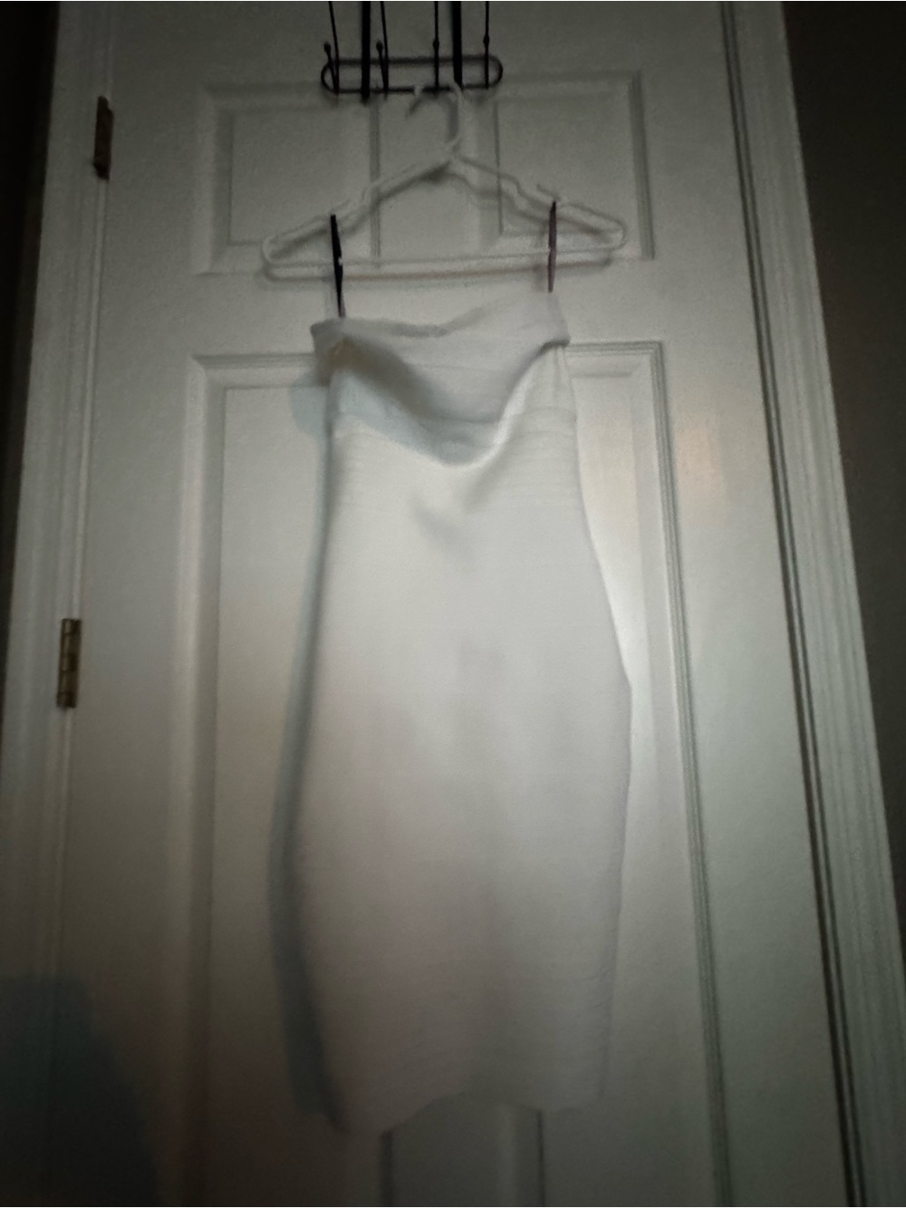 White Strapless Midi Dress with Spaghetti Straps